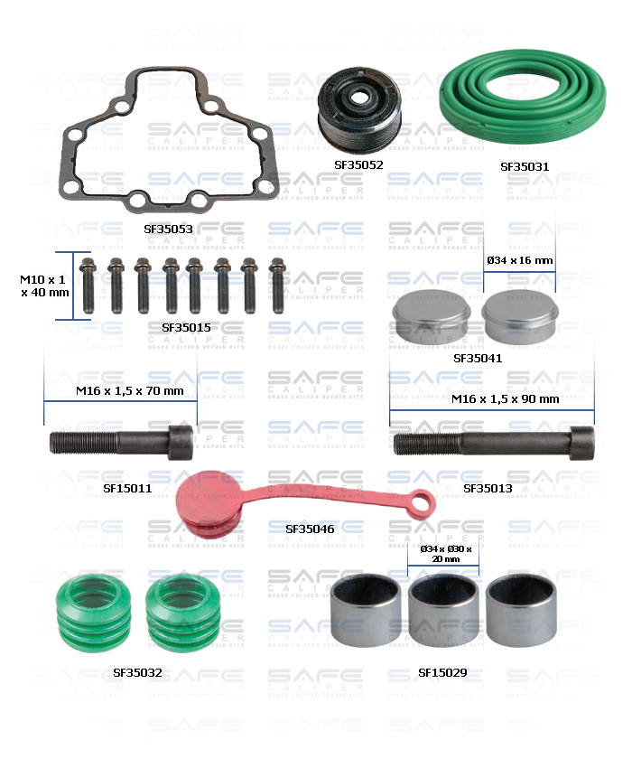 Caliper Bolts, Seals & Gasket Repair Kit