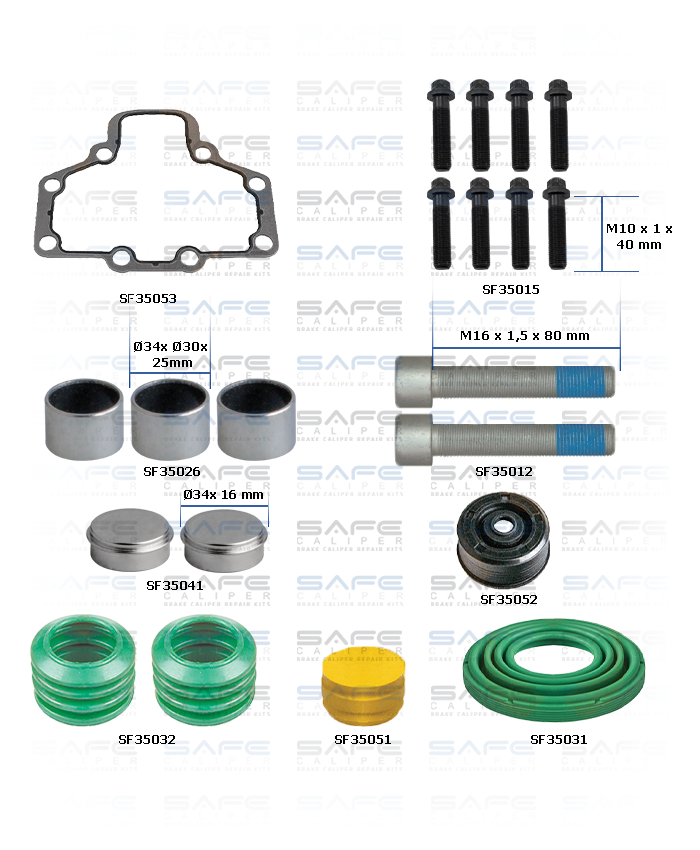 Caliper Bolts, Seals & Gasket Repair Kit