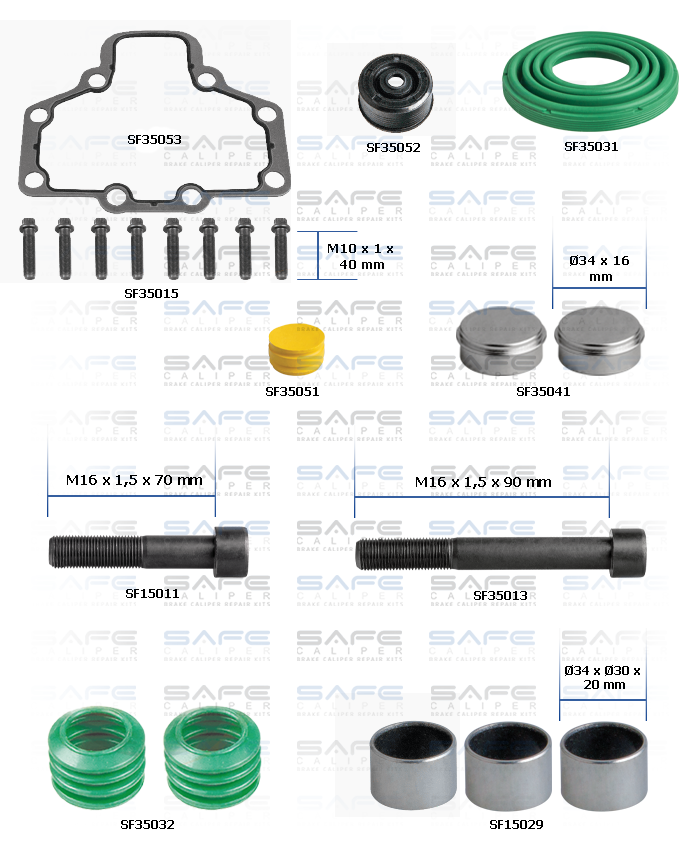 Caliper Bolts, Seals & Gasket Repair Kit