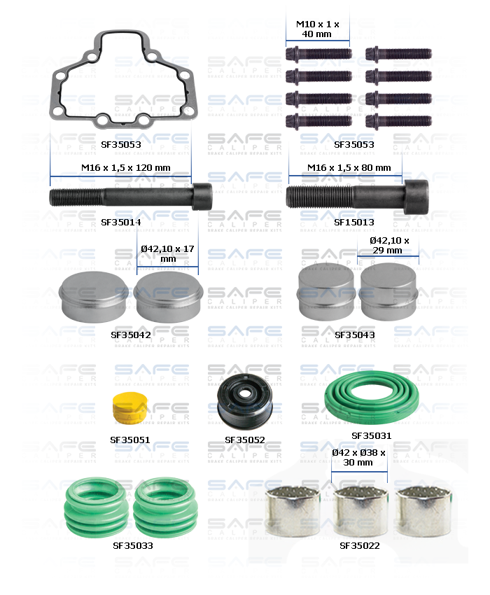 Caliper Bolts, Seals & Gasket Repair Kit