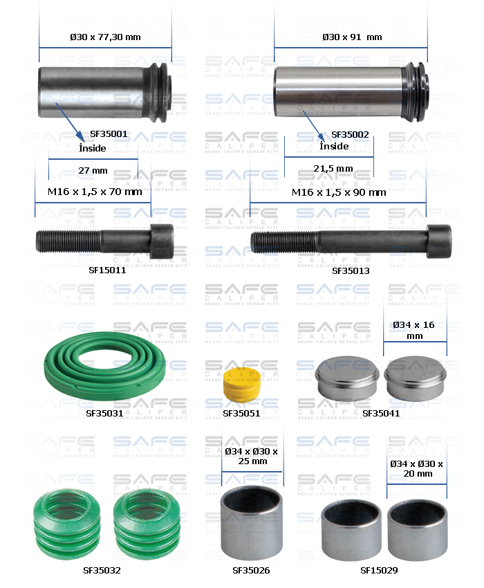 Caliper Guides & Seals Repair Kit (Otokar Sultan)