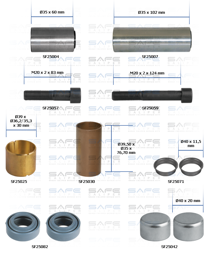 Caliper Guides & Seals Repair Kit