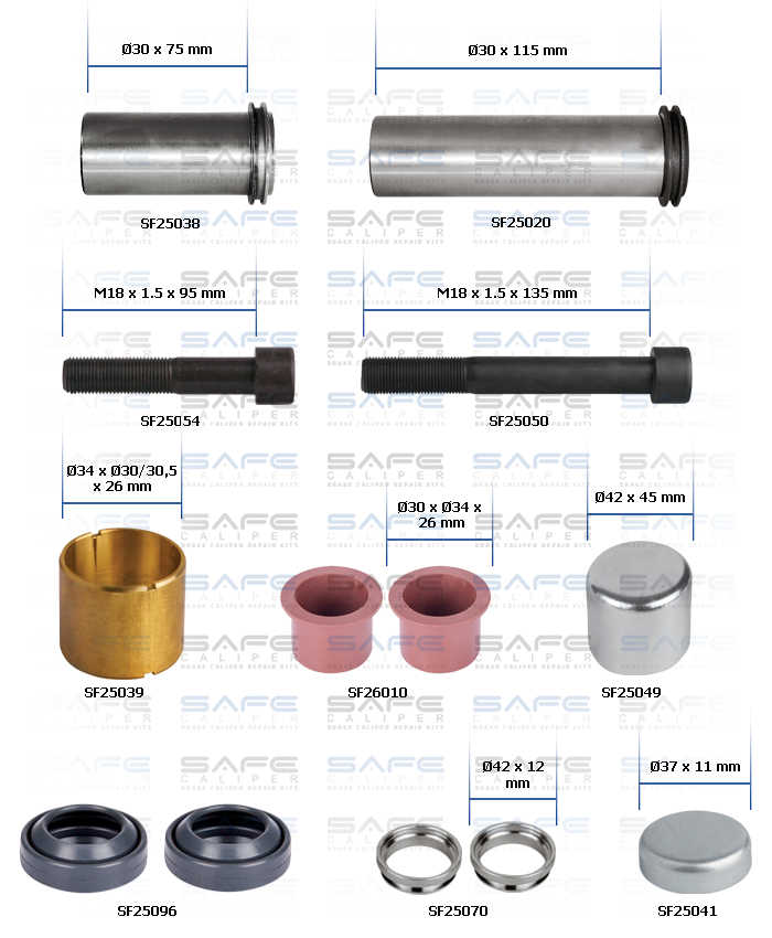 Caliper Guides & Seals Repair Kit