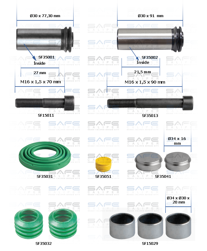 Caliper Guides & Seals Repair Kit