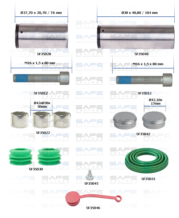 Caliper Guides & Seals Repair Kit