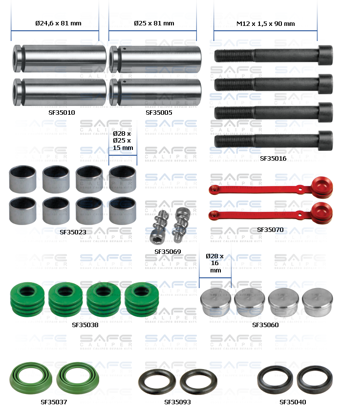 Caliper Guides & Seals Repair Kit