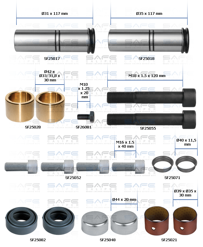 Caliper Guides & Seals Repair Kit