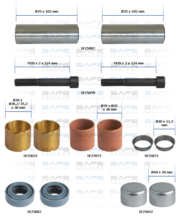 Caliper Guides & Seals Repair Kit