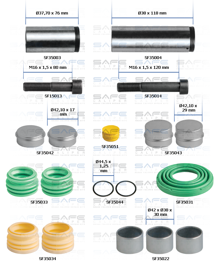 Caliper Guides & Seals Repair Kit