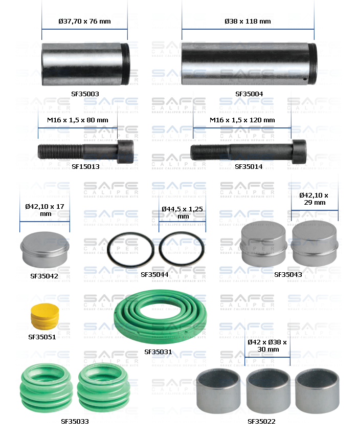 Caliper Guides & Seals Repair Kit