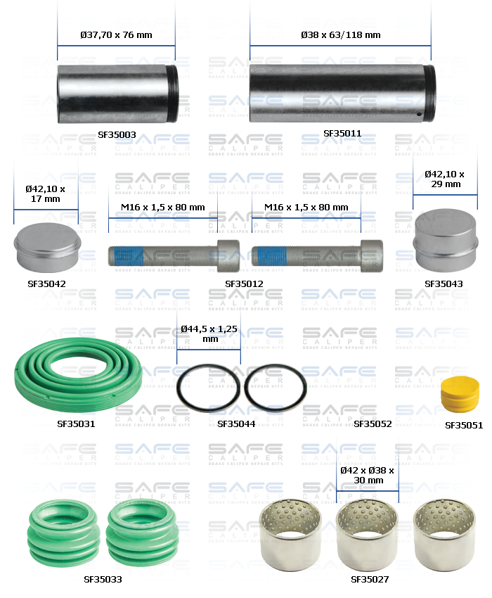 Caliper Guides & Seals Repair Kit